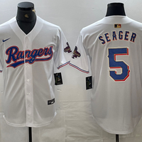 Men's Texas Rangers Corey Seager #5 White 2024 Gold Collection Limited Player Jersey1
