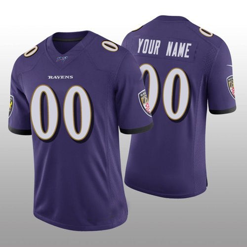 Custom1 Baltimore Ravens Purple Vapor Limited 100th Season Jersey1 Stitched American Football Jerseys