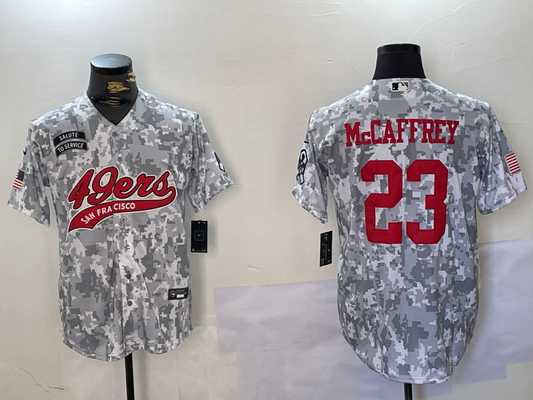 Men's San Francisco 49ers Christian McCaffrey #23 Arctic Camo Salute to Service Limited Jersey1