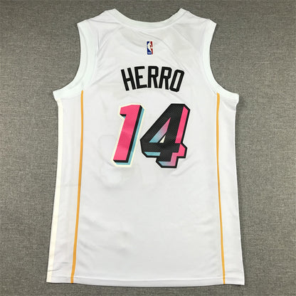Men's Miami Heat Tyler Herro #14 White 2022/23 Fastbreak Jersey1 - City Edition