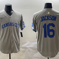 Men's Kansas City Royals Bo Jackson #16 Gray Limited Player Jersey1