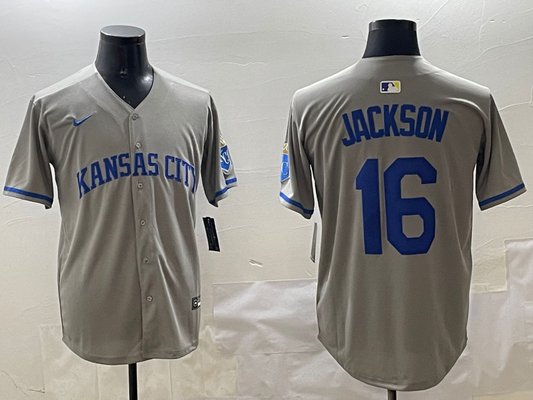 Men's Kansas City Royals Bo Jackson #16 Gray Limited Player Jersey1