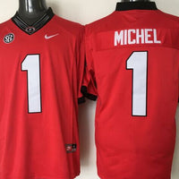 Men's Georgia Bulldogs Sony Michel #1 Red Player Game Jersey