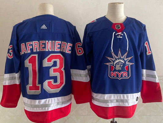 Men's New York Rangers Alexis Lafreniere #13 Blue Game Jersey1
