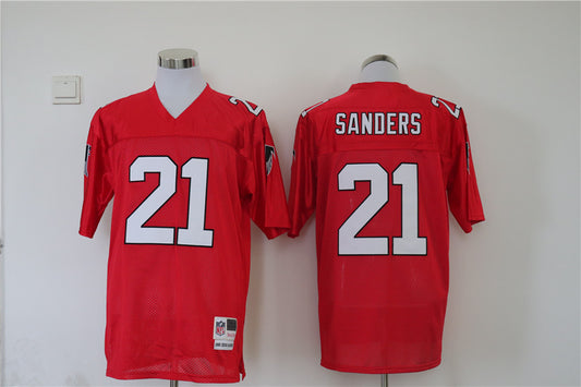 Men's Atlanta Falcons Deion Sanders Mitchell & Ness Red Legacy Replica Jersey1