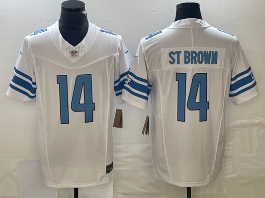 Men's Detroit Lions Amon-Ra St. Brown #14 White Game Jersey1
