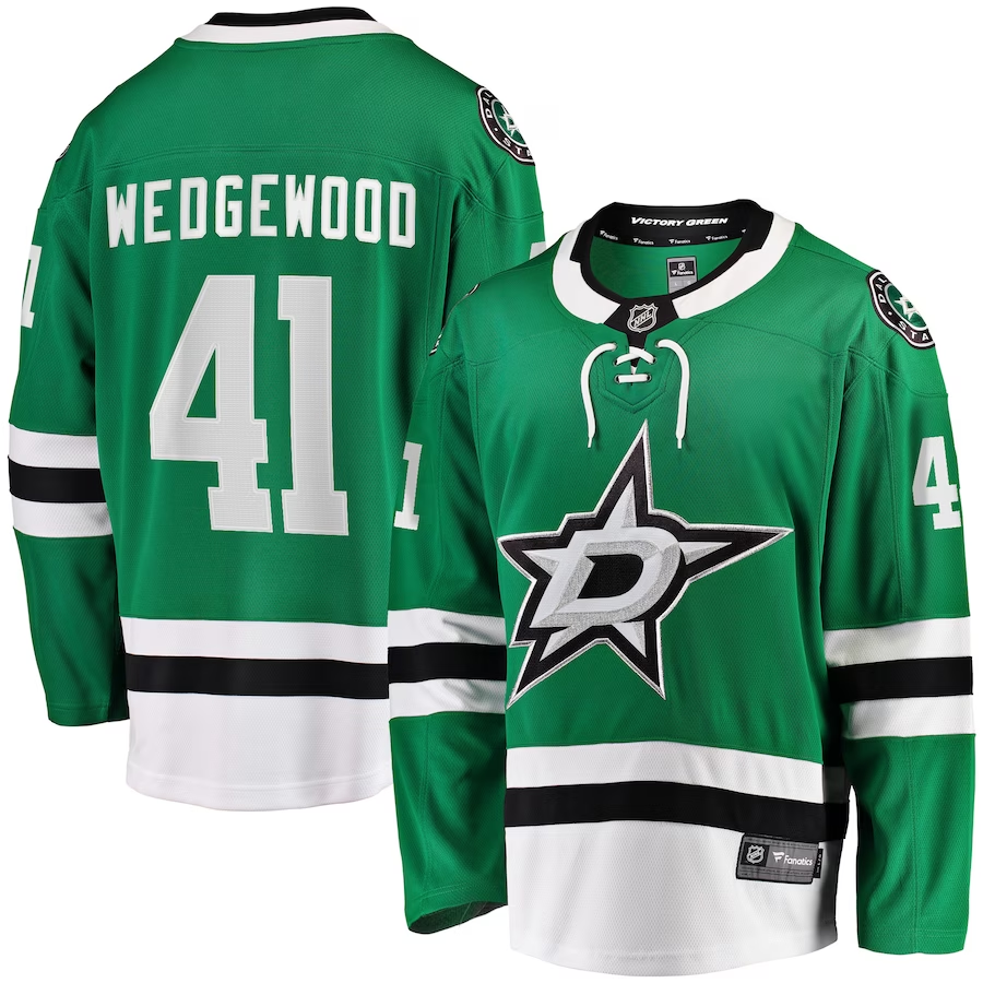 Men's Dallas Stars Scott Wedgewood #41 Kelly Green Home Breakaway Player Jersey1