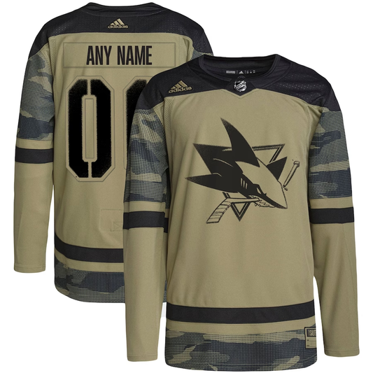 Men's San Jose Sharks Camo Military Appreciation Team Authentic Custom Practice Jersey1