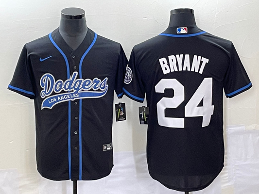 Men's Los Angeles Dodgers Kobe Bryant #24 Black Player Jersey1 Joint Edition