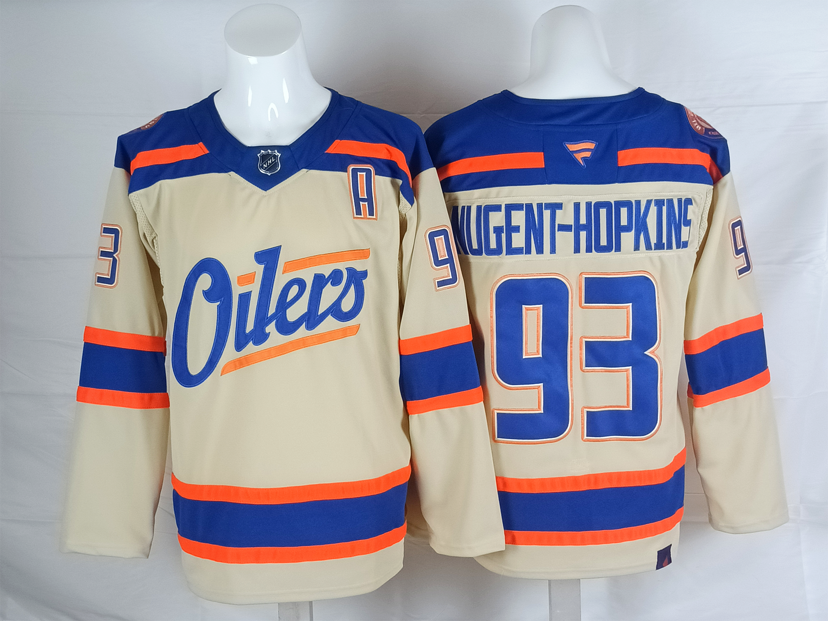 Men's Edmonton Oilers Ryan Nugent-Hopkins #93 Light Beige Premium Player Jersey