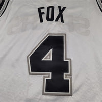 Men's San Antonio Spurs De'Aaron Fox #4 White Swingman Jersey1 - Association Edition