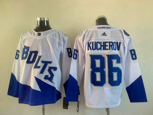 Men's Tampa Bay Lightning Nikita Kucherov #86 White Player Game Jersey1
