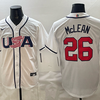 Men's USA Baseball Nolan McLean #26 White 2026 World Baseball Classic Stadium Jersey