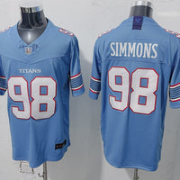 Men's Tennessee Titans Jeffery Simmons #98 Light Blue Game Jersey