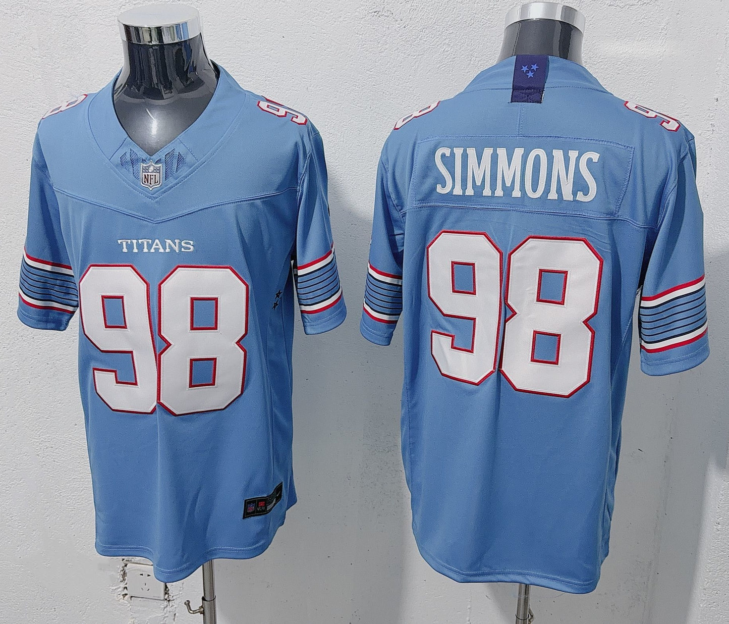 Men's Tennessee Titans Jeffery Simmons #98 Light Blue Game Jersey
