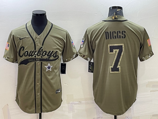 Men's Dallas Cowboys Trevon Diggs #7 Olive 2022 Salute To Service Limited Jersey1 Joint Edition