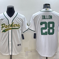 Men's Green Bay Packers AJ Dillon #28 White Game Jersey1 Joint Edition