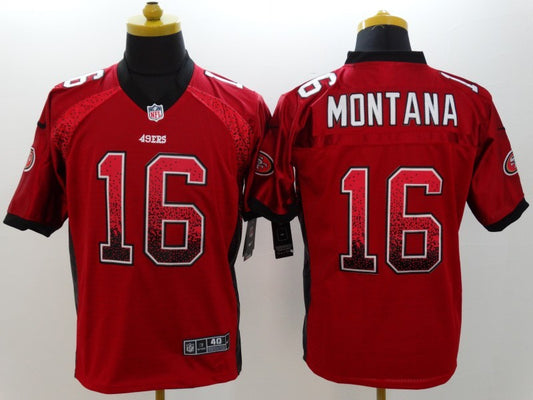 Men's San Francisco 49ers Joe Montana #16 Red Authentic Game Jersey1