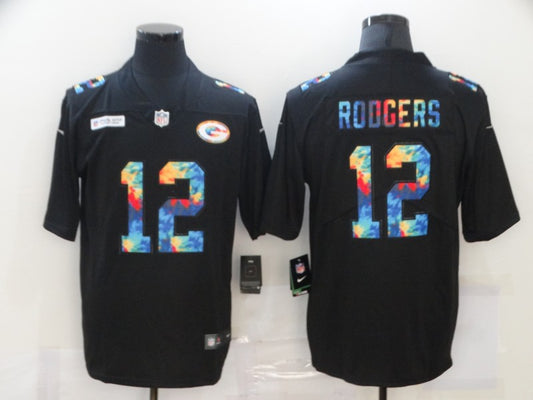 Men's Green Bay Packers #12 Aaron Rodgers Black Player Game Jersey1