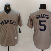 Men's New York Yankees Joe Dimaggio #5 Gray Road Cooperstown Collection Player Jersey1