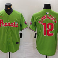 Men's Philadelphia Phillies Kyle Schwarber #12 Green Limited Player Jersey1