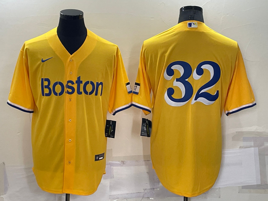 Men's Boston Red Sox Derek Lowe #32 Gold City Connect Replica Player Jersey1
