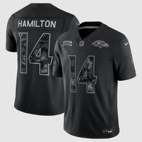 Men's Baltimore Ravens Kyle Hamilton #14 Black 2026 Salute to Service Stitched Limited Jersey