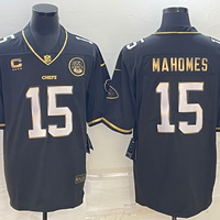 Men's Kansas City Chiefs Patrick Mahomes #15 Black Team Game Jersey1
