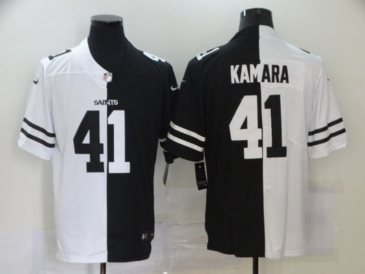 Men's New Orleans Saints Alvin Kamara #41 Black/White Game Jersey1