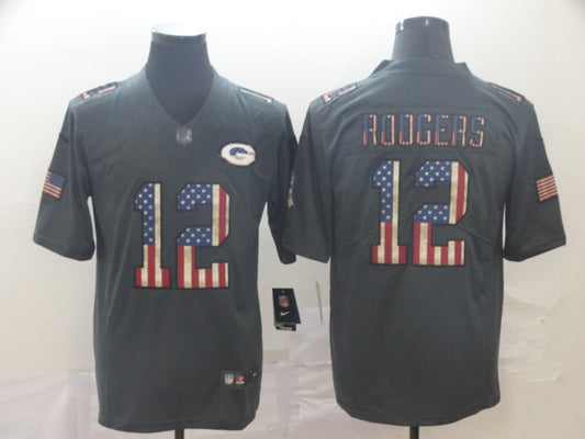 Men's Green Bay Packers #12 Aaron Rodgers Black Game Team Jersey1