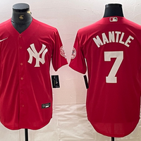 Men's New York Yankees Mickey Mantle #7 Red Replica Player Jersey1