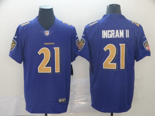 Men's Baltimore Ravens Mark Ingram II #21 Purple Game Jersey1