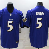 Men's Baltimore Ravens Marquise Brown #5 Purple Game Jersey1