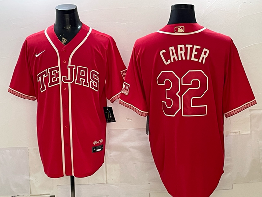 Men's Texas Rangers Evan Carter #32 Red 2026 City Connect Stadium Jersey