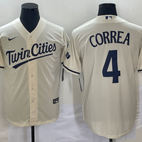 Men's Minnesota Twins Carlos Correa #4 Beige Alternate Replica Player Jersey1