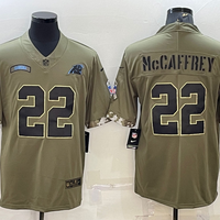 Men's Carolina Panthers Christian McCaffrey #22 Olive 2022 Salute To Service Limited Jersey1