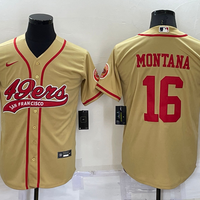 Men's San Francisco 49ers Joe Montana #16 Gold Game Jersey1 Joint Edition