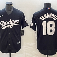 Men's Los Angeles Dodgers Yoshinobu Yamamoto #18 Black Replica Player Jersey1