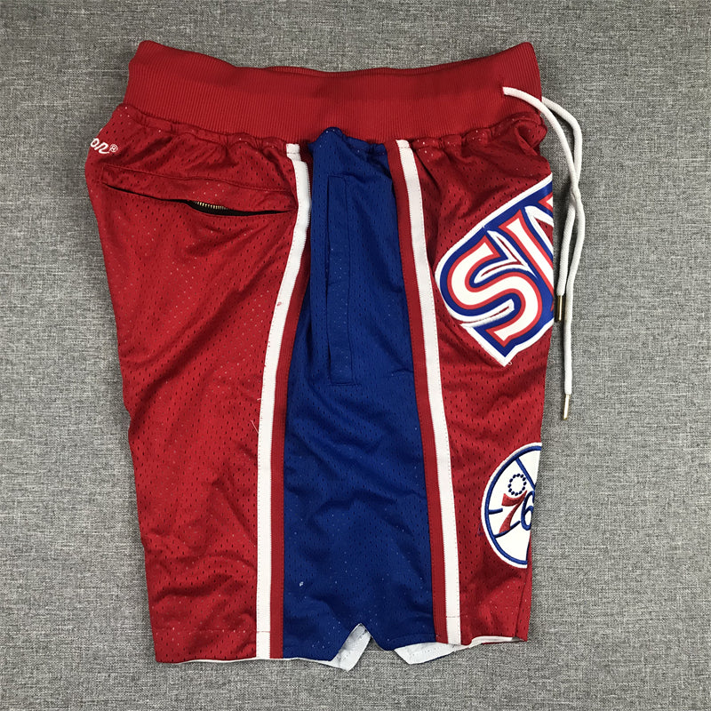 Men's Philadelphia 76ers Red Hardwood Classics Authentic Basketball Shorts1