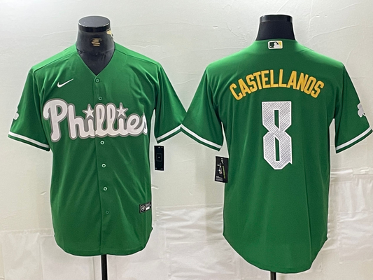 Men's Philadelphia Phillies Nick Castellanos #8 Green Replica Player Jersey1