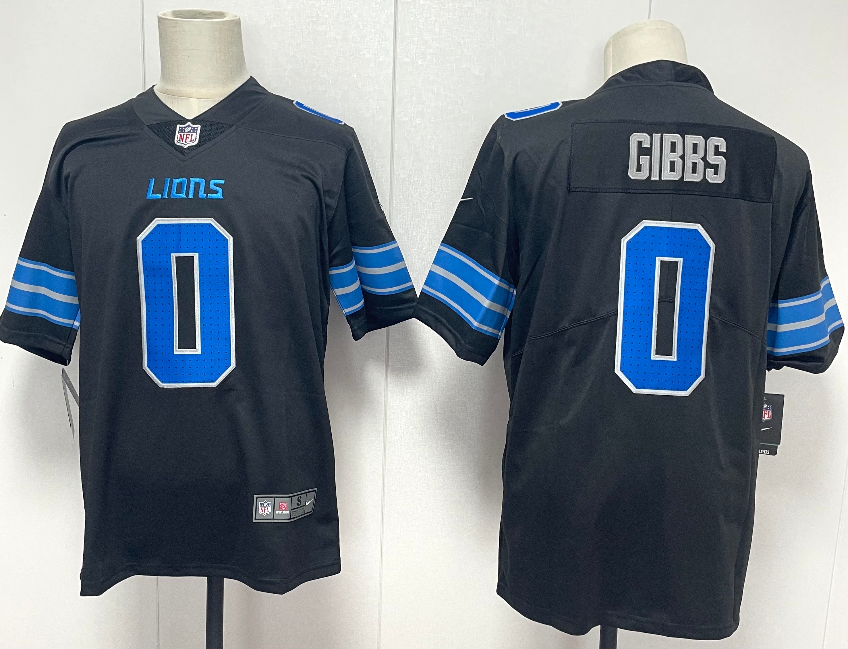 Men's Detroit Lions Jahmyr Gibbs #0 Black Game Player Jersey