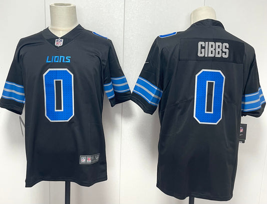 Men's Detroit Lions Jahmyr Gibbs #0 Black Game Player Jersey