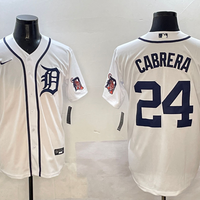 Men's Detroit Tigers Miguel Cabrera #24 White Replica Baseball Jersey1