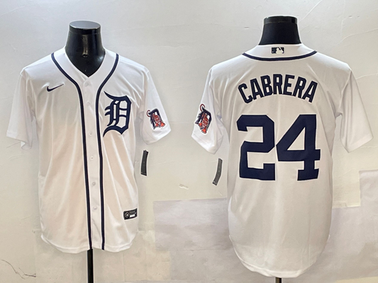 Men's Detroit Tigers Miguel Cabrera #24 White Replica Baseball Jersey1