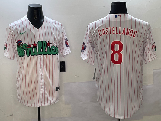 Men's Philadelphia Phillies Nick Castellanos #8 White Replica Player Jersey1