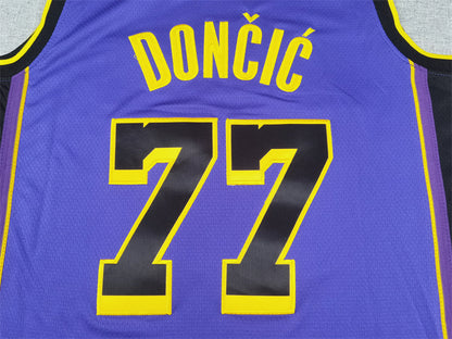 Men's Los Angeles Lakers Luka Doncic #77 Purple Swingman Jersey1 - Statement Edition