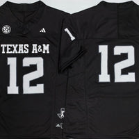 Men's Texas A&M Aggies #12 Black Player Blank Jersey