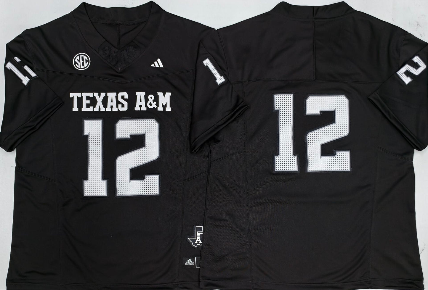 Men's Texas A&M Aggies #12 Black Player Blank Jersey