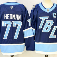 Men's Tampa Bay Lightning Victor Hedman #77 Blue Premium Player Jersey