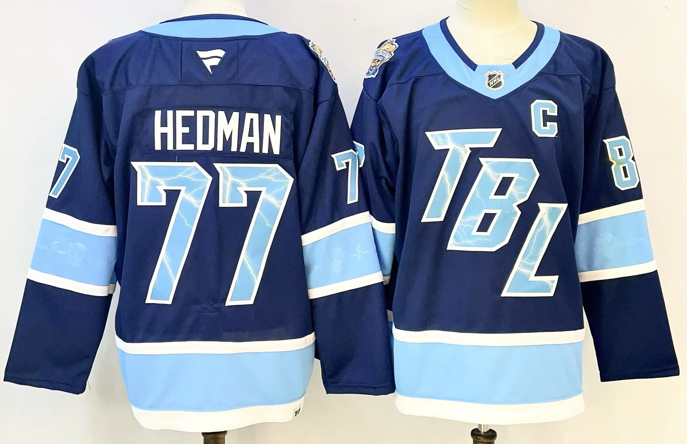 Men's Tampa Bay Lightning Victor Hedman #77 Blue Premium Player Jersey